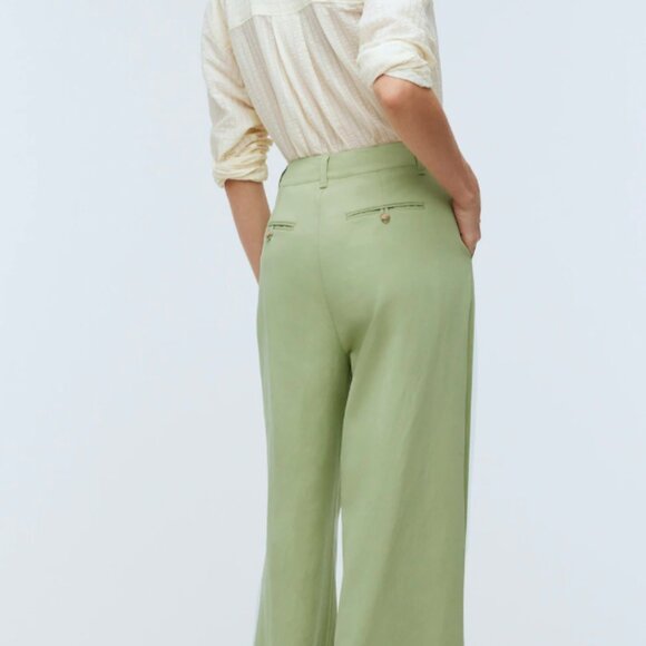 NWT Madewell The Tall Harlow Wide Leg Pant in Drapey Twill -- Pale Lemongrass - Picture 4 of 12